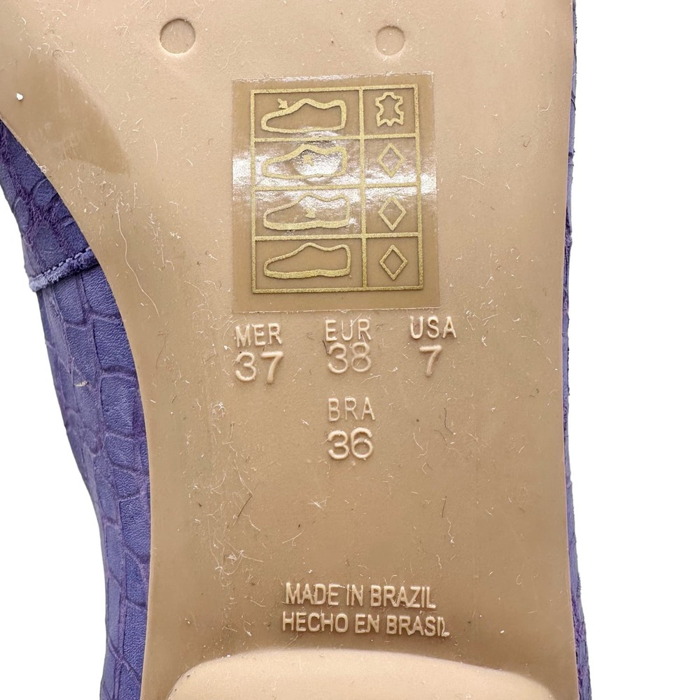 Masiero | Women | Lavender Croc Embossed Round Toe Leather Flats | Size 7 - Picture 11 of 11